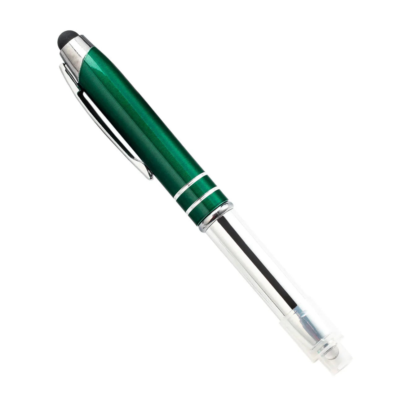 Metal multifunctional pen with capacitive stylus tip, ballpoint pen, and LED light in five colour options