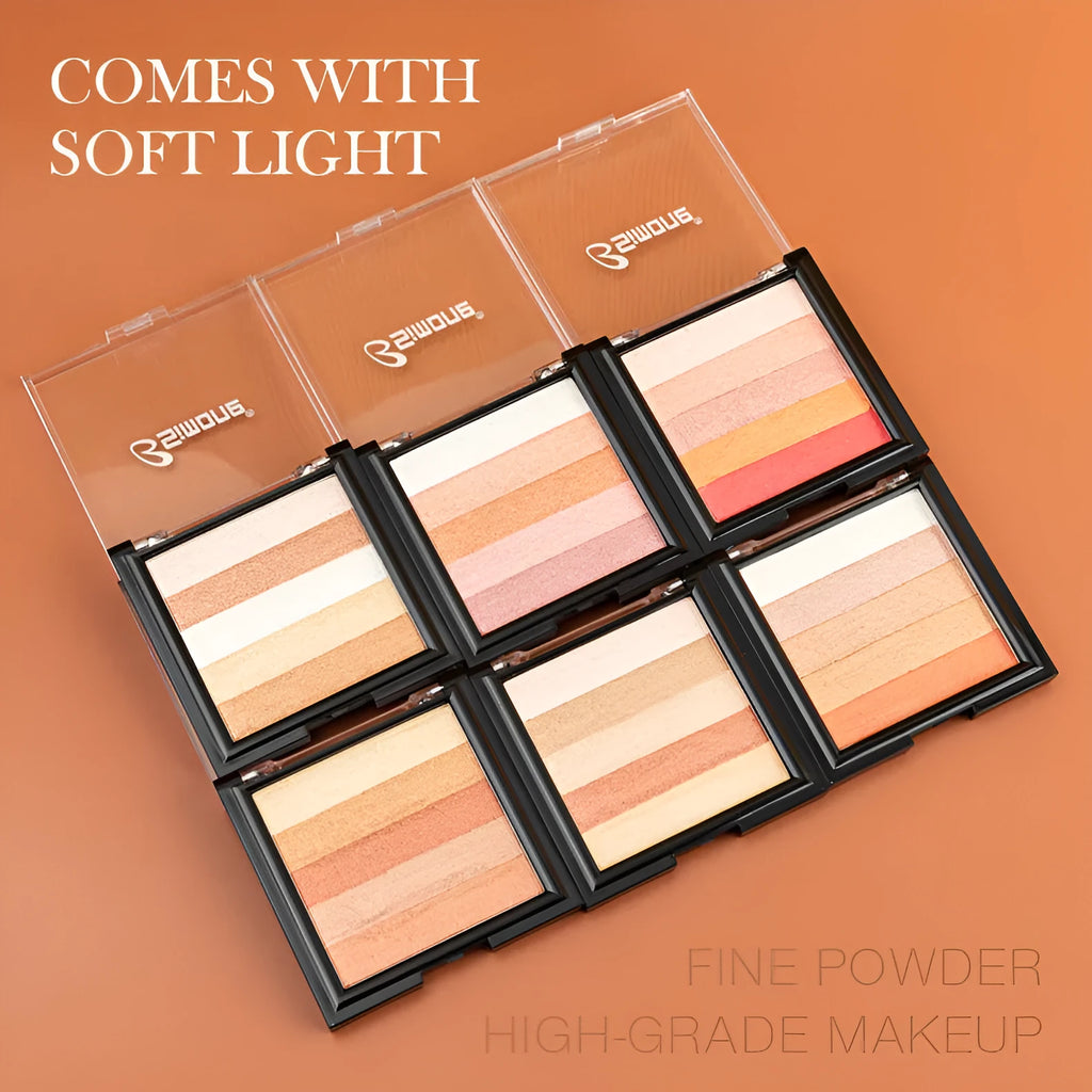 Six-shade eye shadow plate for contouring and brightening with 12g content and universal skin type formula