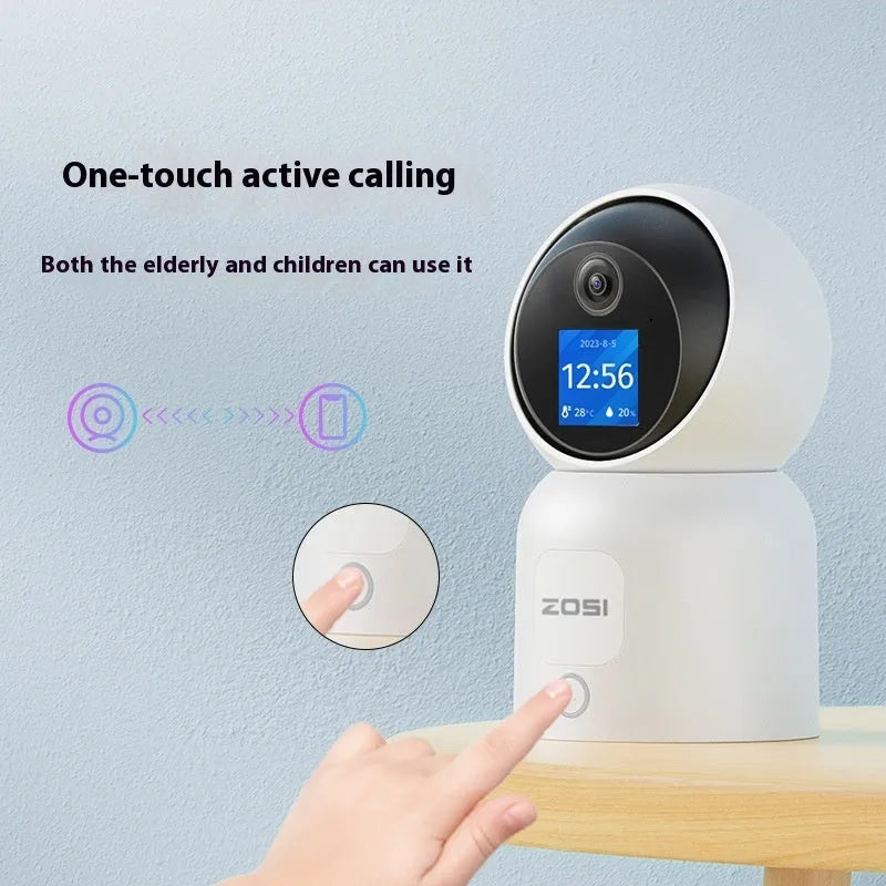 Zhou Shi white plastic wireless indoor security camera with screw-fixed bracket on a wall