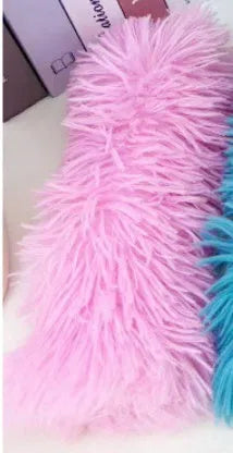 Soft plush cat toy pillow in four colours measuring 27cm by 10cm