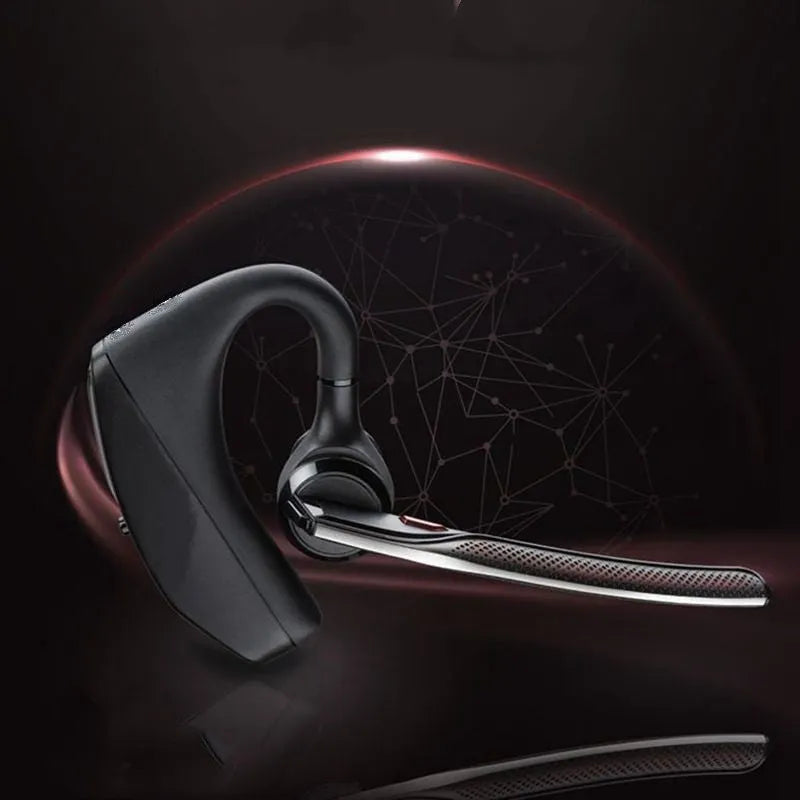 Black minimalist Bluetooth sports headphones with a large battery and call function.