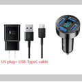 Four-port USB car charger with LED digital display showing voltage reading