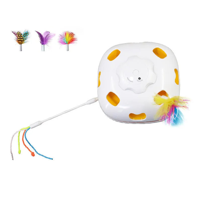 Plastic self-hi relief cat toy with automatic bouncing mechanism