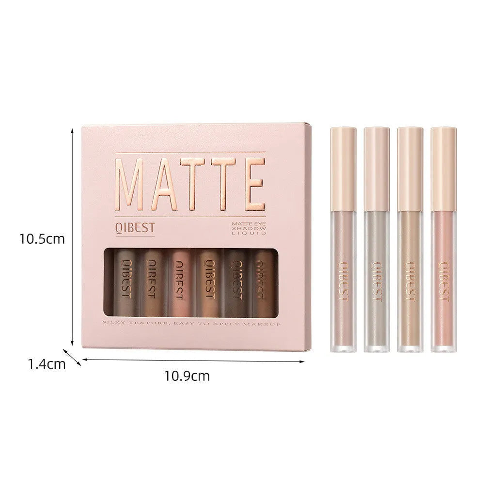 Matte liquid eyeshadow set of 8 khaki-toned pots in a box for contouring and face refinement