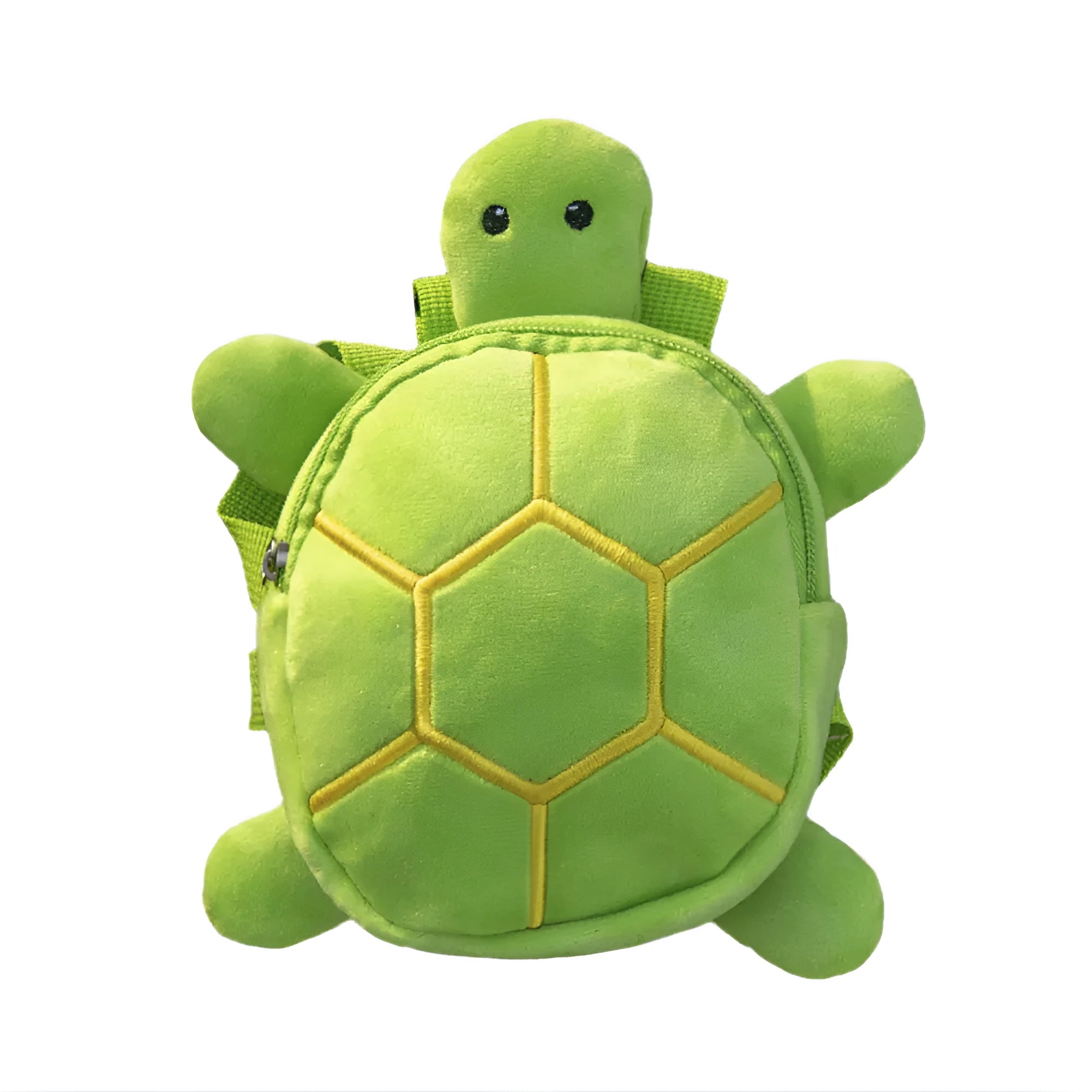 Cartoon turtle shape dog backpack harness in velvet fabric with metal zipper closure