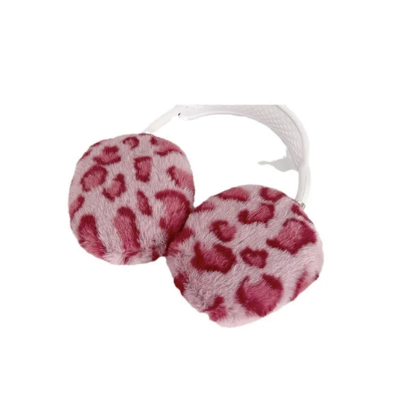 Plush TPU headphone case for AirPods Max in yellow leopard print covering ear cups