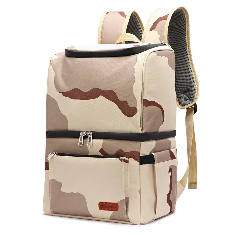 22 litre insulated waterproof backpack cooler in camouflage colour with double layer insulation