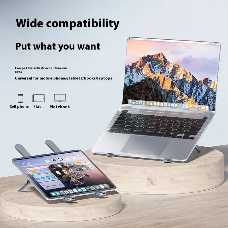 Aluminium alloy laptop cooling stand with twin fans and adjustable height mechanism in silver finish