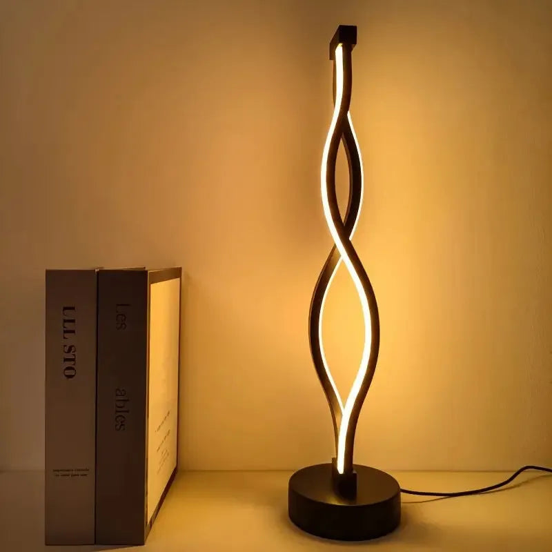 Black aluminium desk lamp with touch dimming and three-colour button control