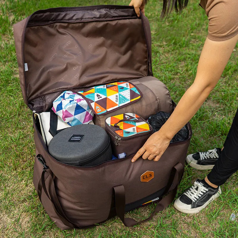 CLS Outdoor large capacity camping bag 100L in black Oxford cloth with cube shape