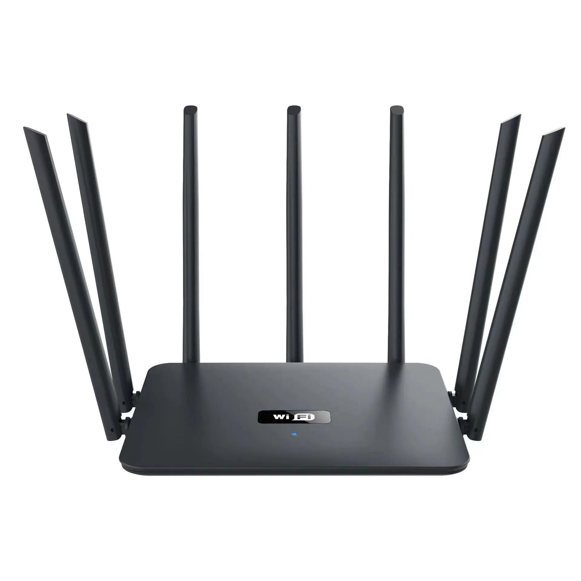 Dual-band 5G Gigabit WiFi router in black or white offering whole-house coverage with through-wall signal penetration
