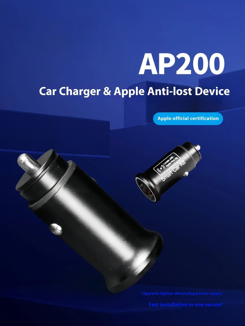 Black ABS plastic GPS car locator device for plug-in tracking via 12V charger socket.