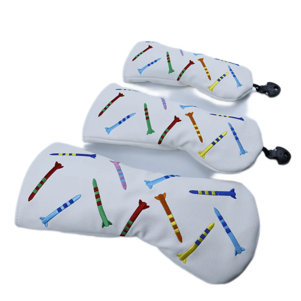 Black and white golf club wooden pole sets in three size specifications