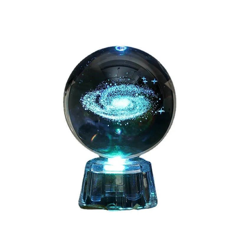 Transparent 6cm crystal ball ornament with inner carving detail and luminous function