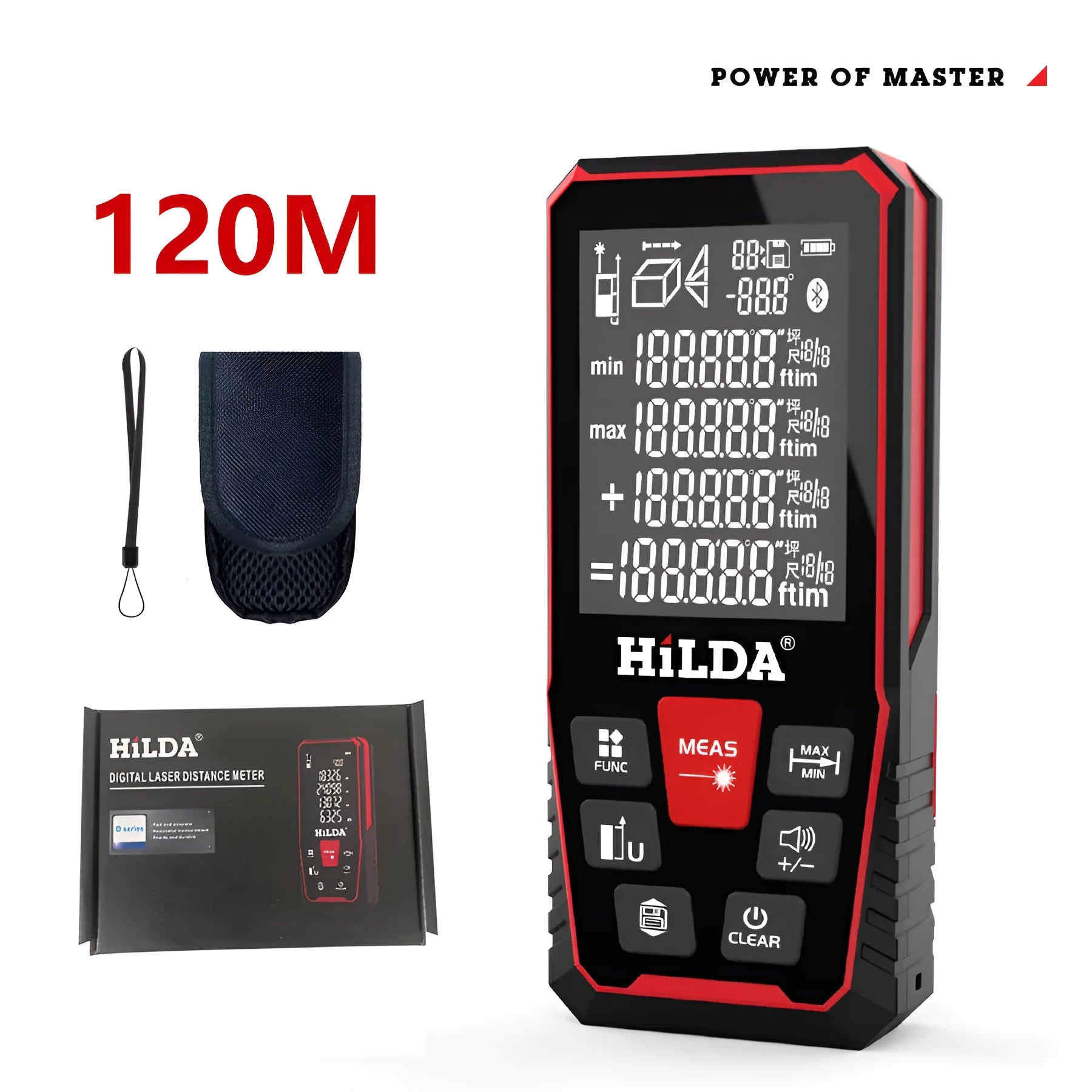 Plastic laser rangefinder for measuring distances up to 120m