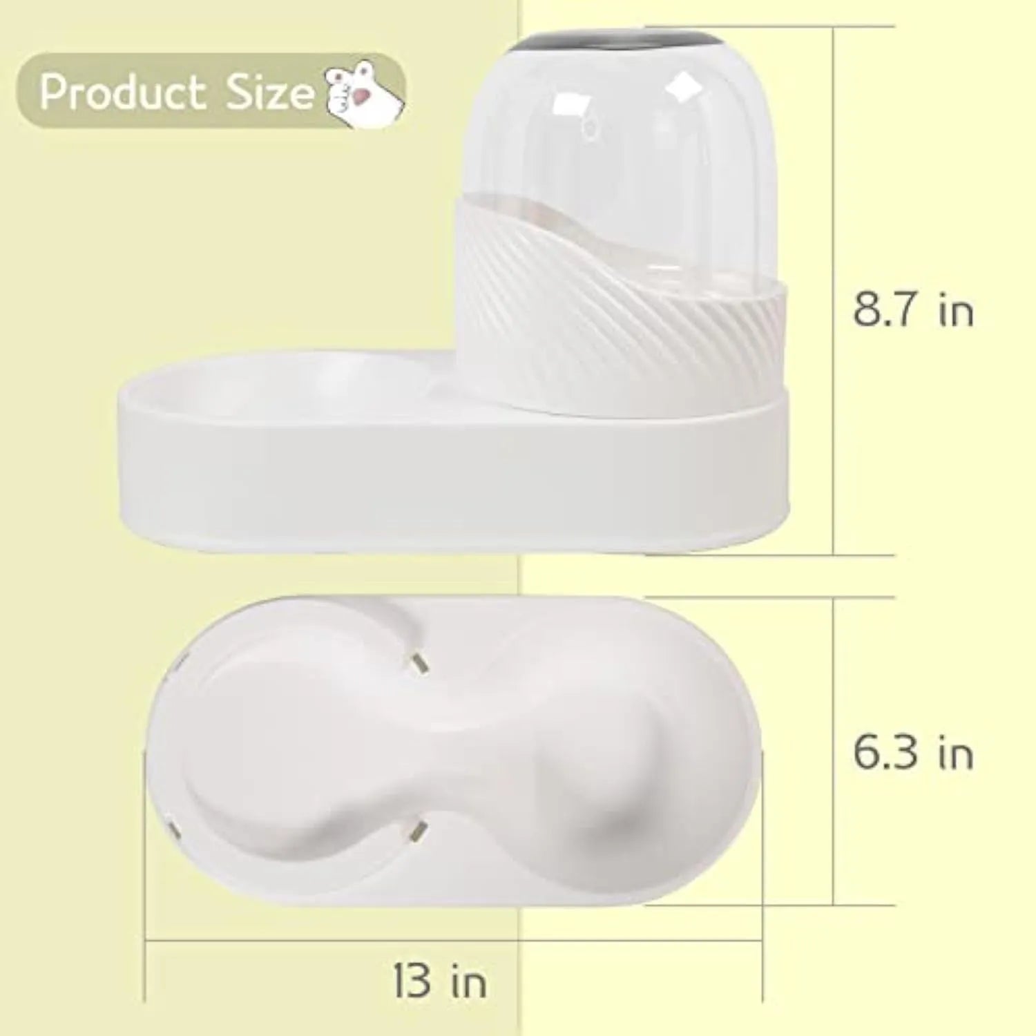 White automatic cat feeder and water dispenser set with 2 litre capacity gravity system