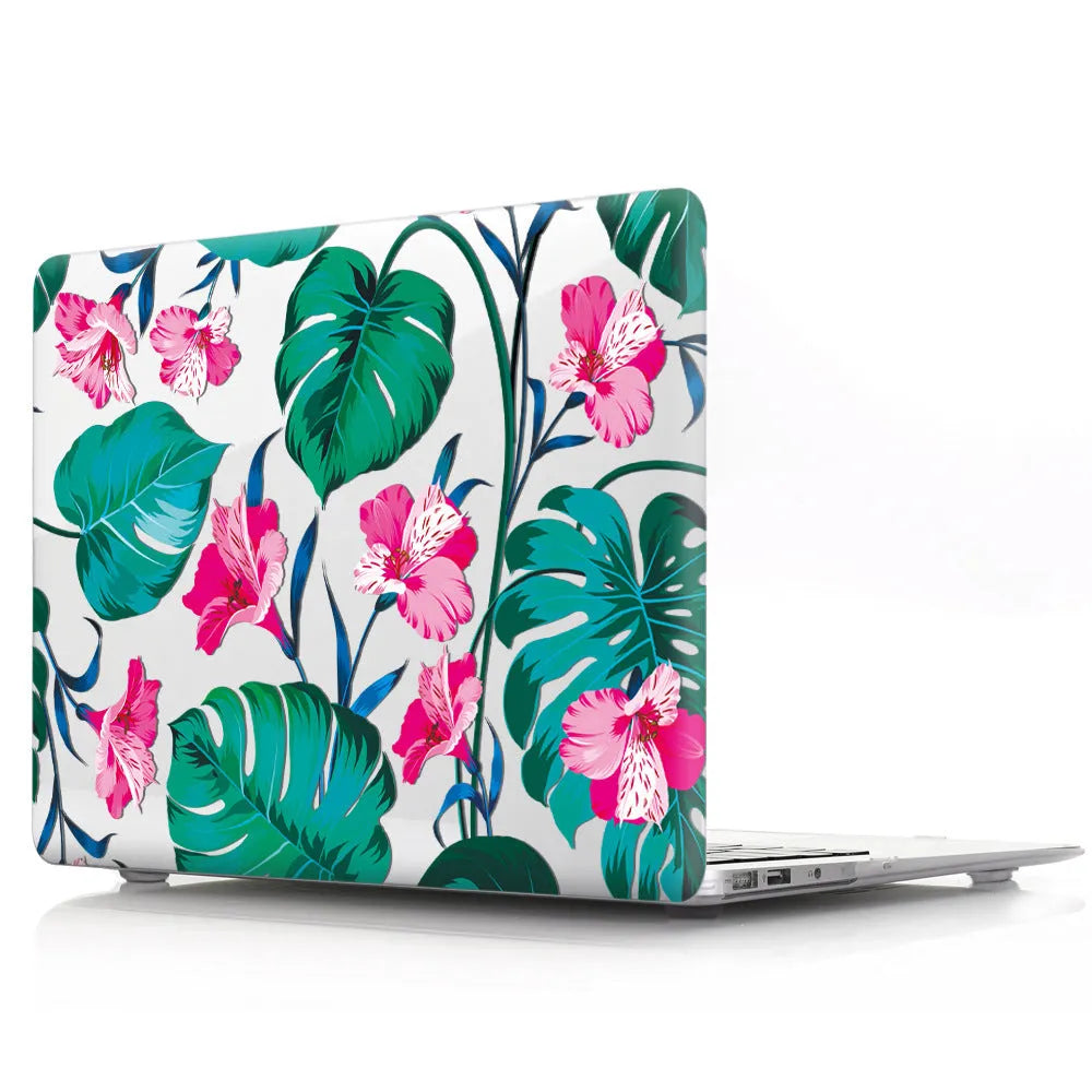 Plastic laptop protective shell with floral pattern for Apple MacBook Air and Pro models.