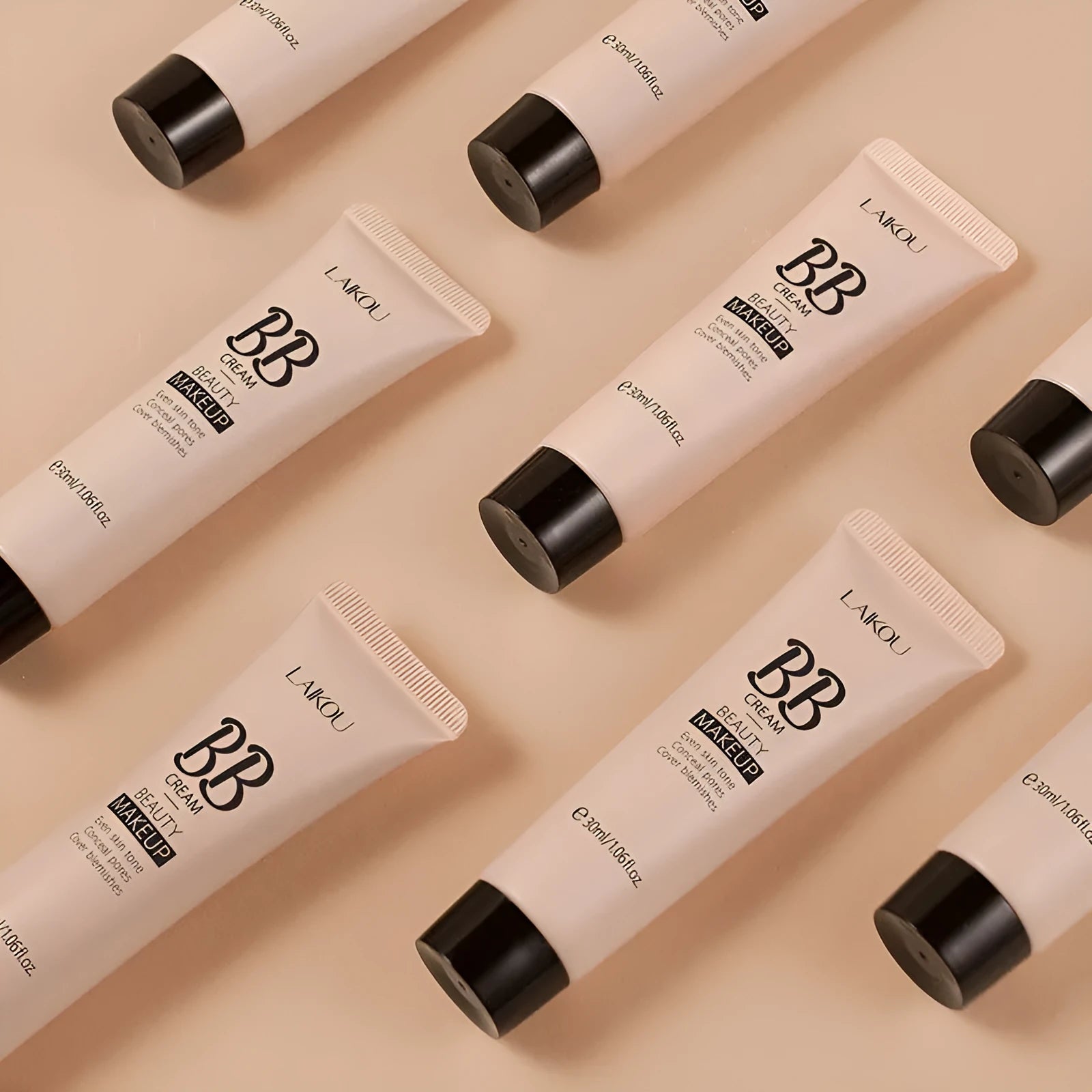 Natural Makeup Hose BB cream 30ml tube with nine colour options displayed