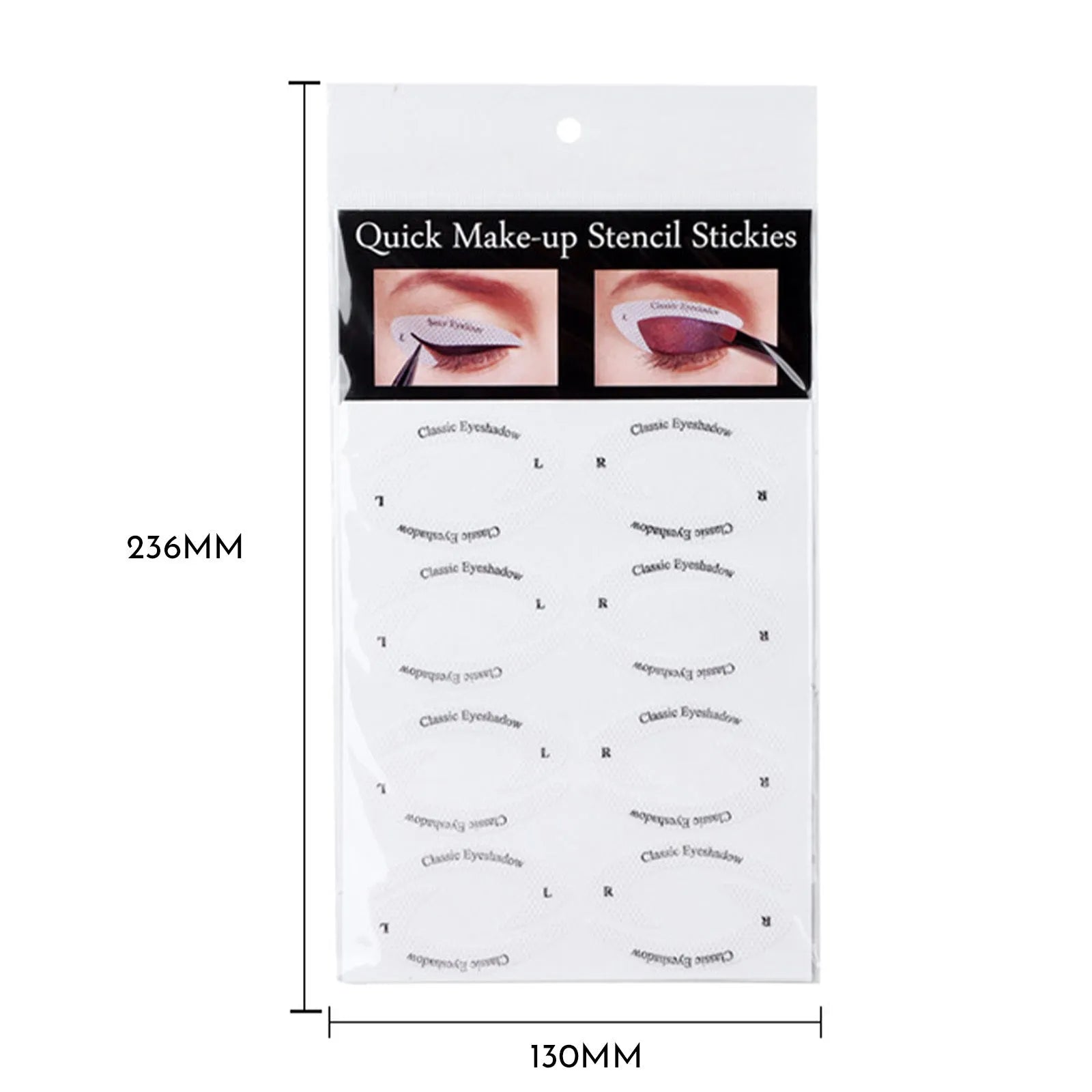 Set of four reusable flexible eyeliner and eyeshadow stencil stickers for makeup application.