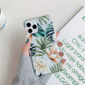 Green leaf flower transparent silicone phone case for iPhone showing drop protection