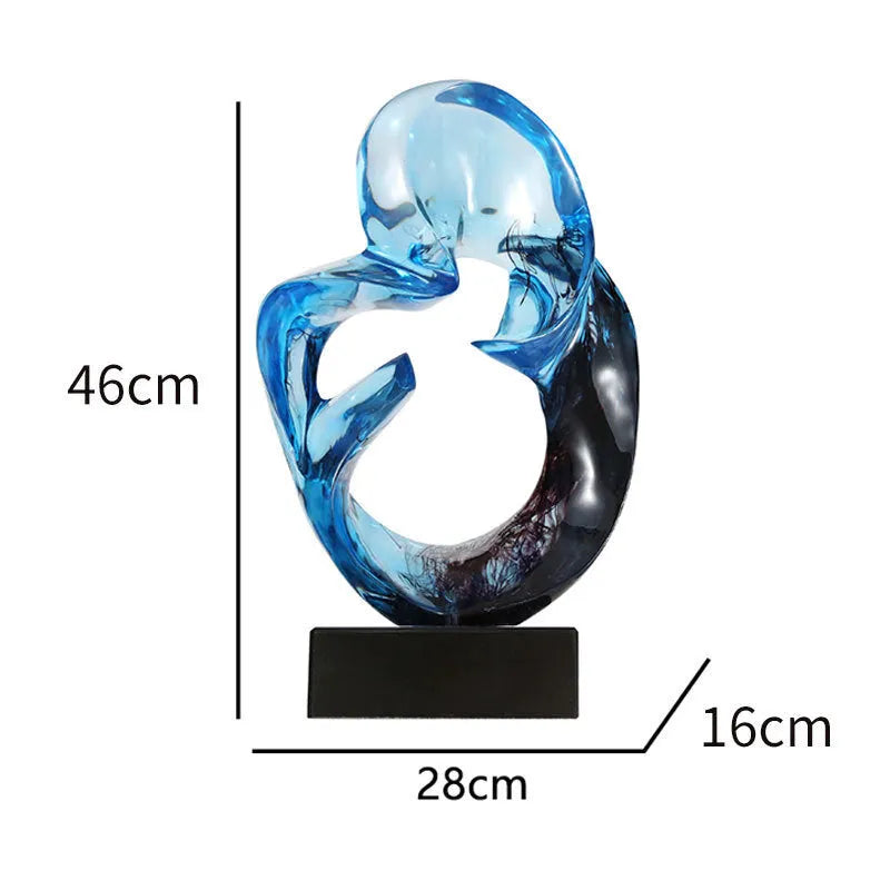 Transparent glass resin craft ornament in modern minimalist sculptural style