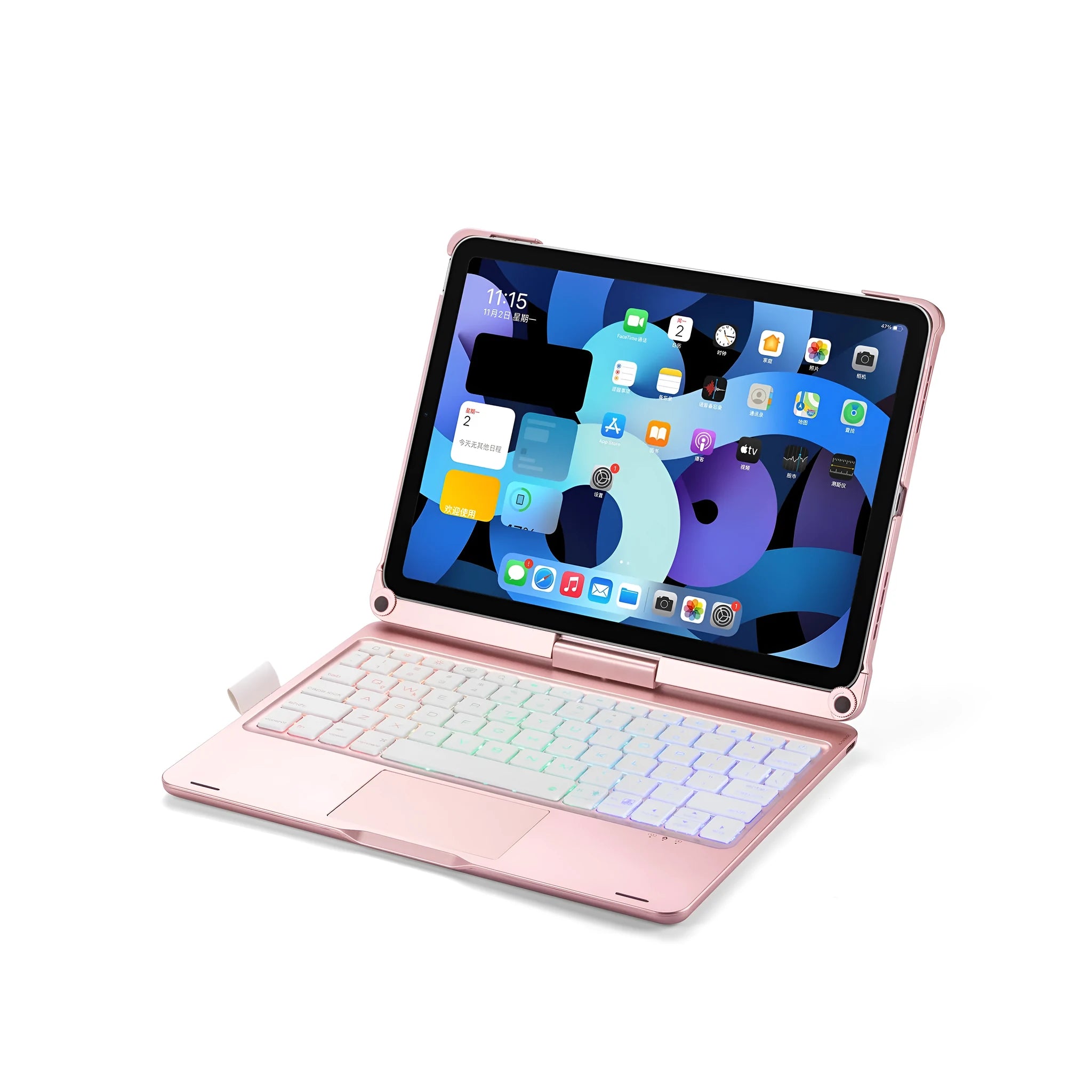 360 rotating Bluetooth keyboard with touch backlight for iPad Pro and iPad Air tablets