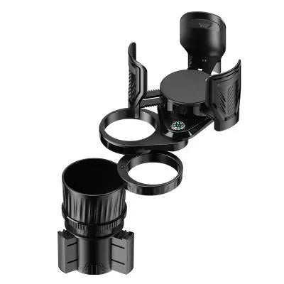 One Point Four car cup holder with retractable adjustable bottom in carbon fibre black