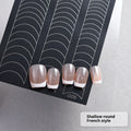 Ultra-thin seamless Deep V French nail art sticker template with a plaid pattern