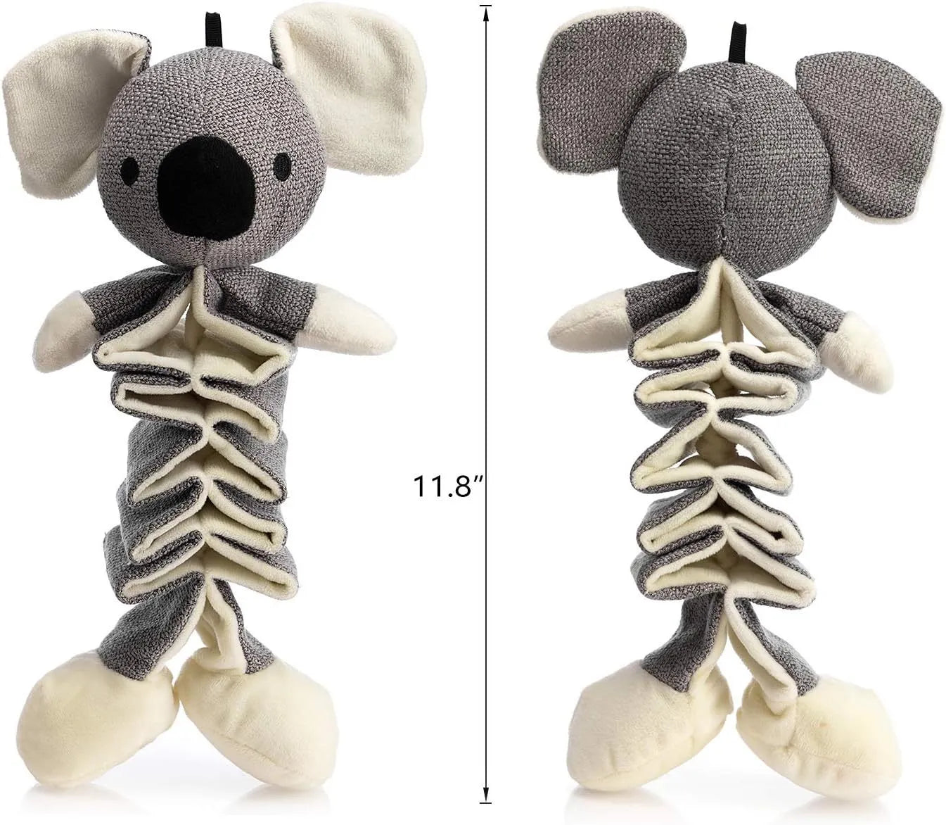 Hollypet gray koala dog toy measuring 30cm with crinkle paper inside