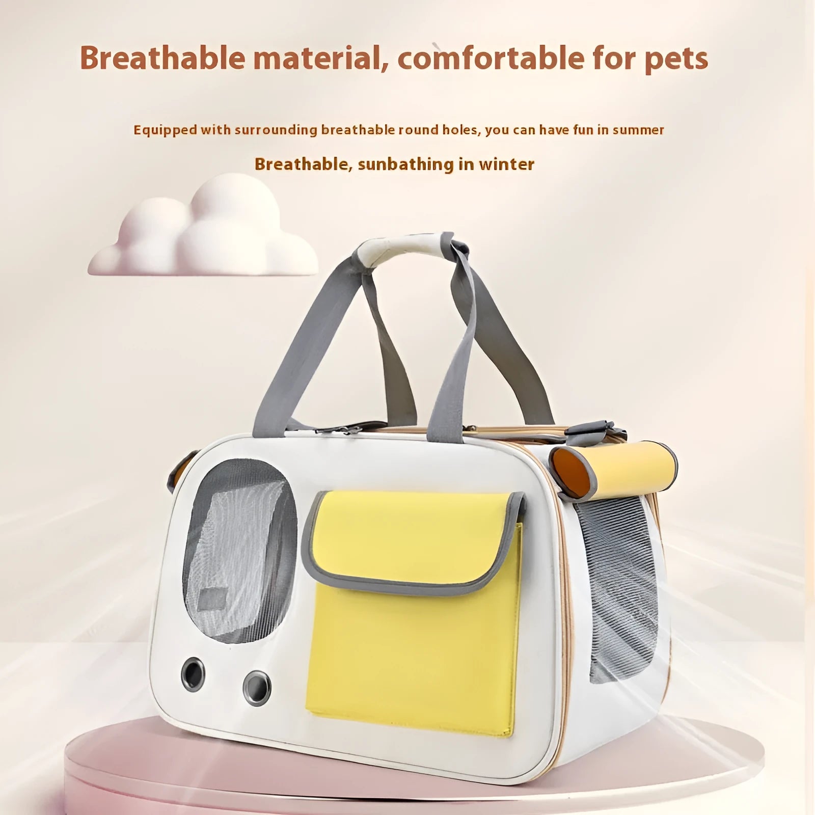 Foldable canvas pet carrier bag in black, green or yellow with single shoulder strap