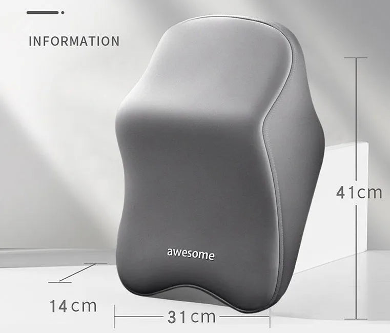 Car headrest pillow and lumbar support pillow set in memory foam with cotton cover.