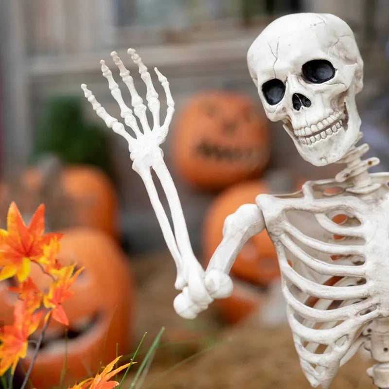 90cm movable joint plastic skeleton model for Halloween outdoor decoration with new skull design