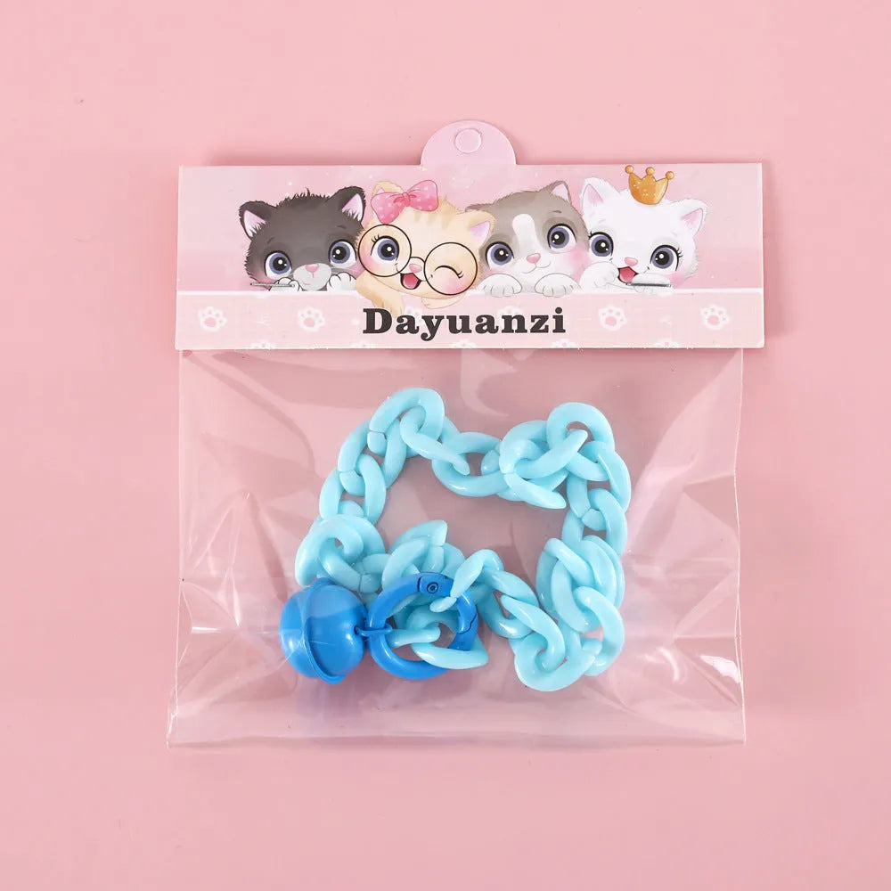 Adjustable plastic pet collar necklace in macaron candy colours with chain design