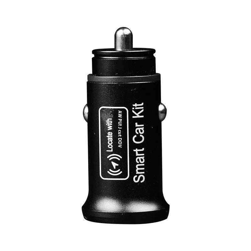 Black ABS plastic GPS car locator device for plug-in tracking via 12V charger socket.