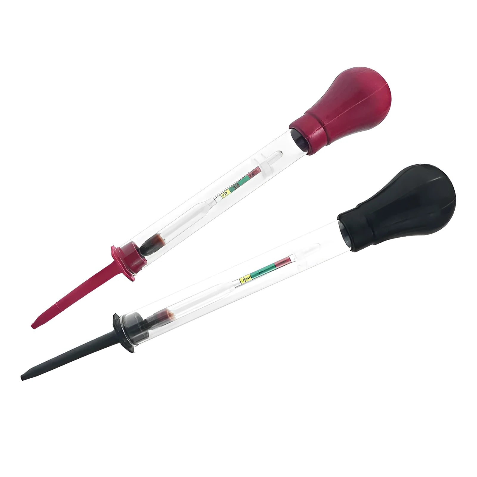 Glass electrohydraulic hydrometer for automobile battery electrolyte testing with black and red colour options