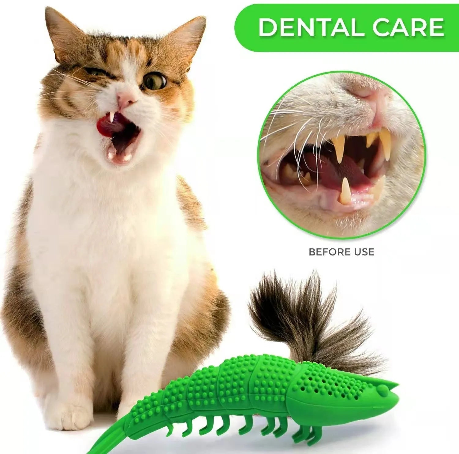 Blue hard rubber cat dental toy with textured teeth cleaning surface