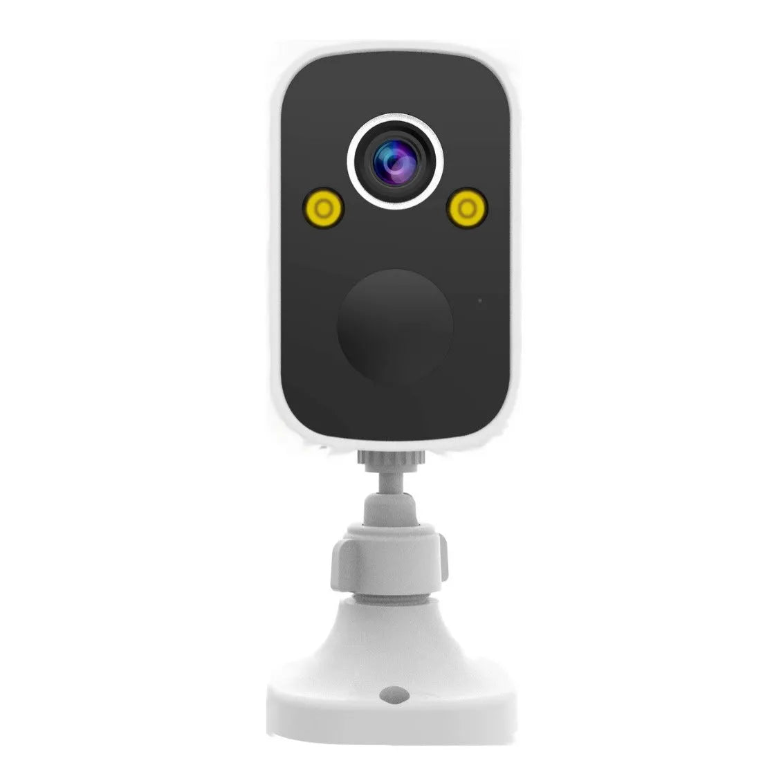 Wireless indoor security camera with compact ball design and built-in mounting bracket
