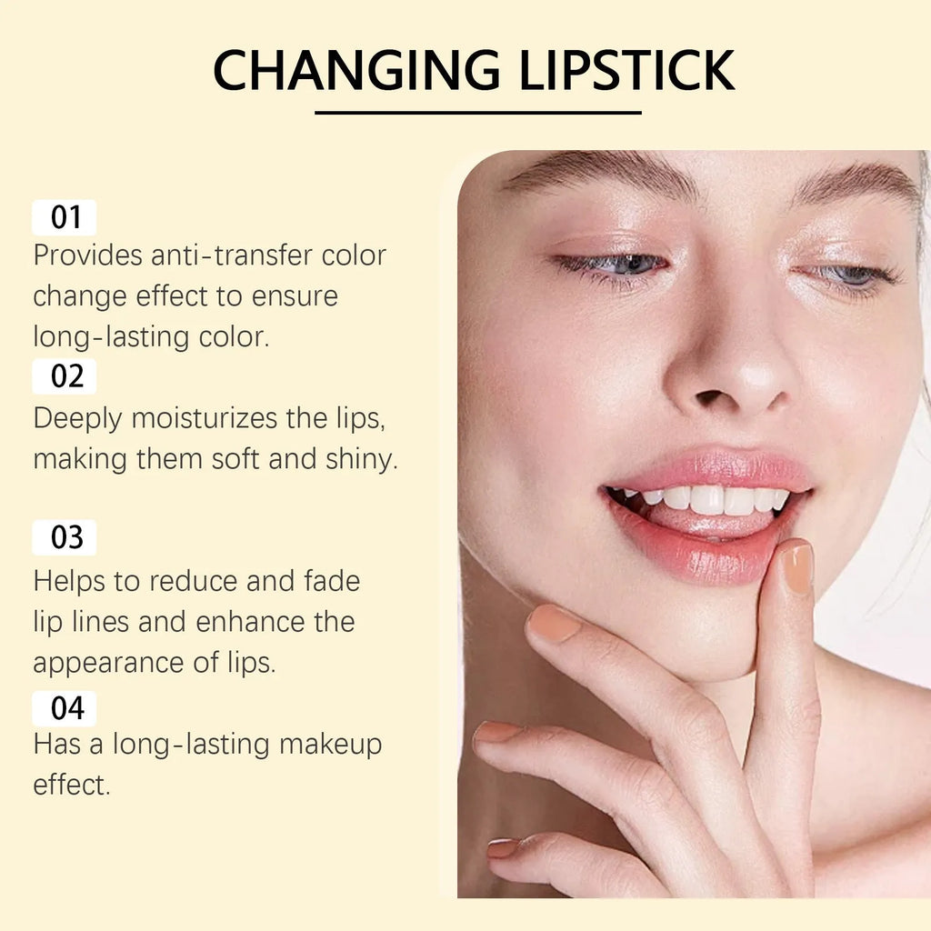 Gold foil nourishing lipstick in a gold case with hyaluronic acid and vitamin E, 3.5g content.