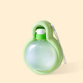 Green portable pet travel water bottle with pull-out drinking bowl for dogs