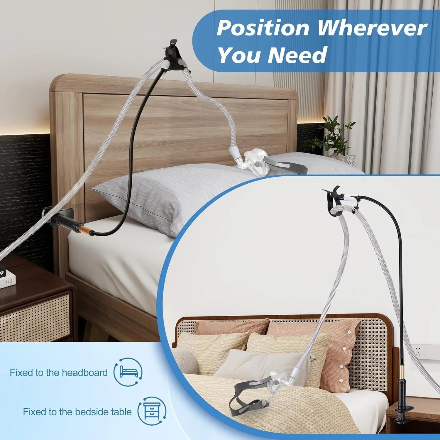 Black and white ventilator hose bracket made of aluminium alloy and ABS for universal household ventilation use