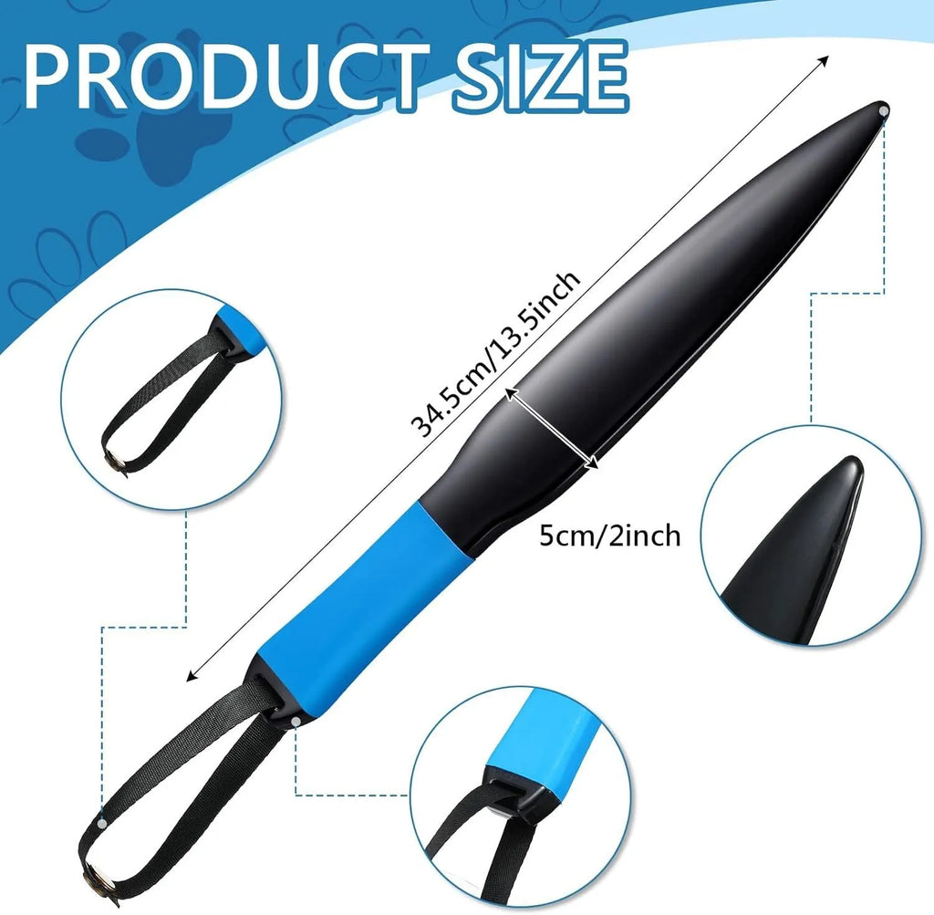 Blue-handled nylon dog break stick measuring 35 cm for small to medium dog training
