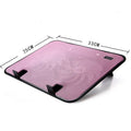 Aluminium notebook cooling base with 140mm exhaust fan in black on desk under a laptop