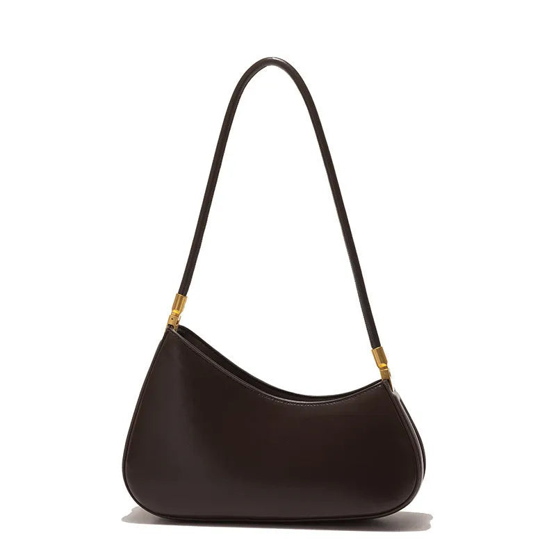 Women's oval PU leather underarm bag in multiple colours with single shoulder strap and zippered interior pouch
