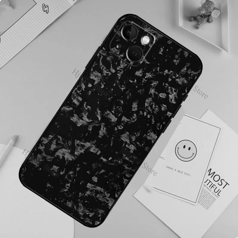 Forged carbon drop-resistant TPU phone case for iPhone with soft shell design