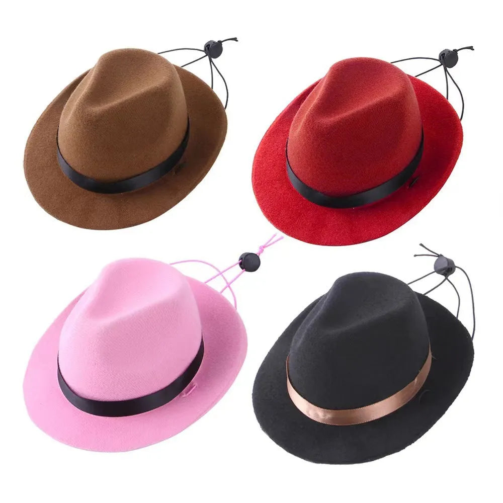 S size mini pet hat in wool felt material with 15.5cm diameter measurement