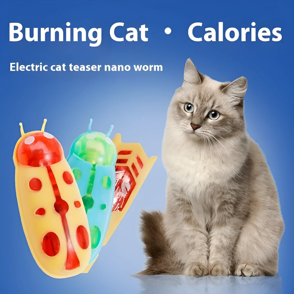 Electric cat teaser toy with jumping action in ladybug and iron cow style designs
