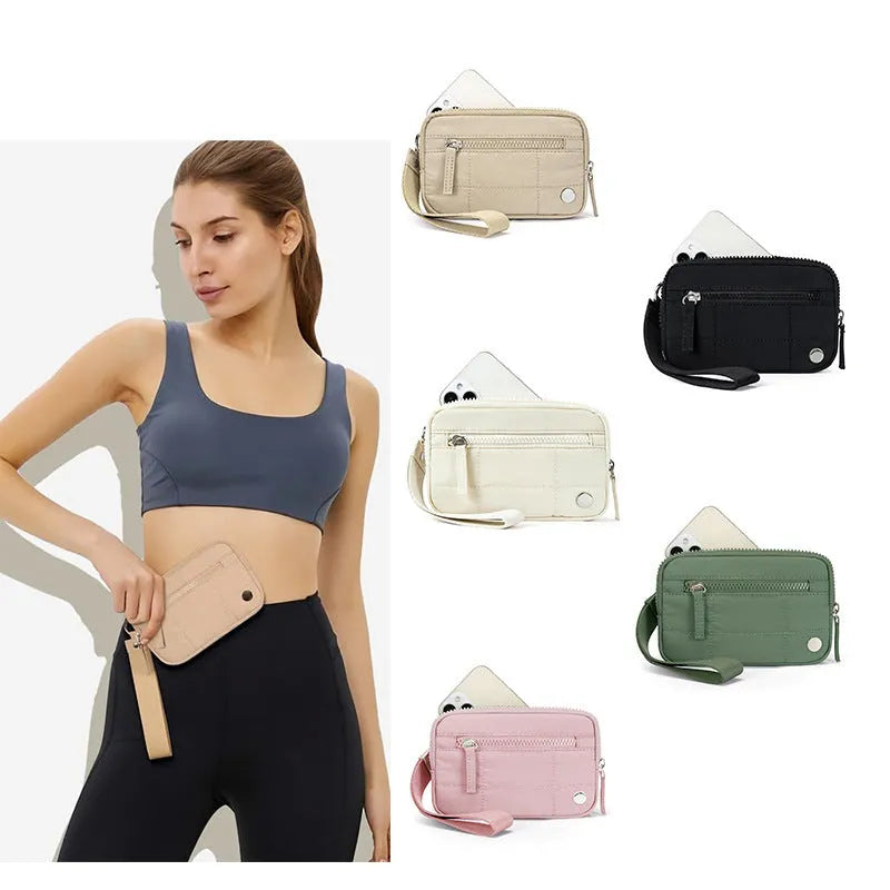 Waterproof quilted women's handbag with transparent deck compartment in nylon material