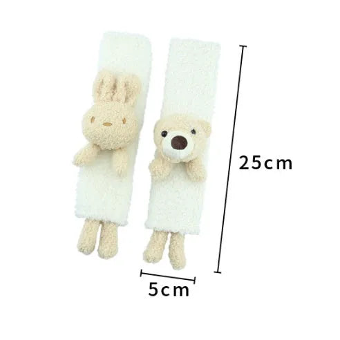 Cartoon plush car seat belt shoulder protector with bear and rabbit designs in soft lamb wool