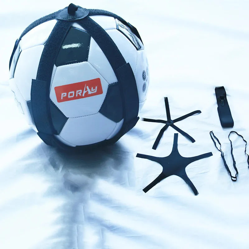 Black football juggling training belt with rotating mechanism for solo practice drills