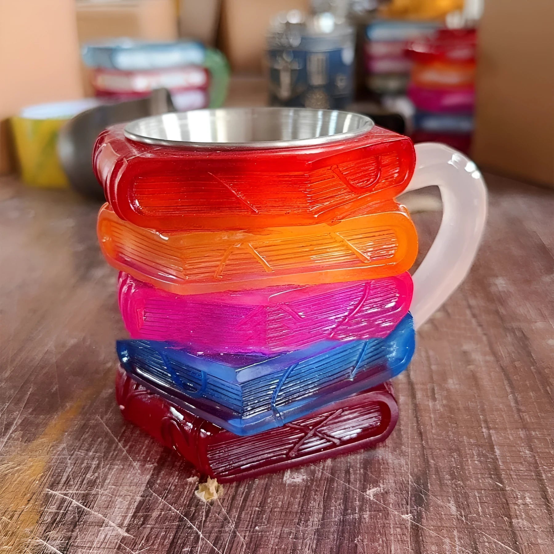 Painted bookmark coffee cup resin ornament for shelf decoration